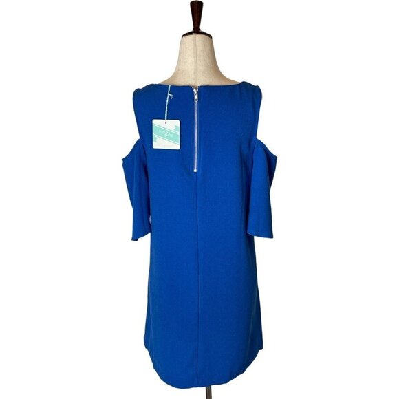 Umgee Royal Blue Cold Shoulder Boho‎ Swing Flowy Tunic Mini Dress Size Small - Picture 4 of 9